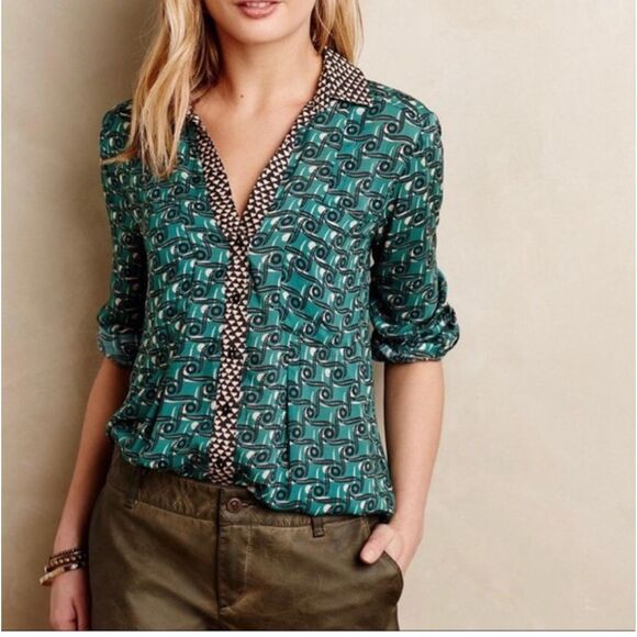Casia Henley long sleeve top from Maeve (Anthropologie) size 2 - Picture 1 of 9